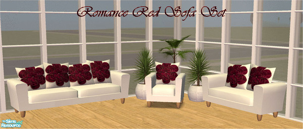 Sims 2 — Romance Red Sofa Collection by frillyfilly — Recolours of shtinky00's "Arizona Chair, Loveseat and Sofa