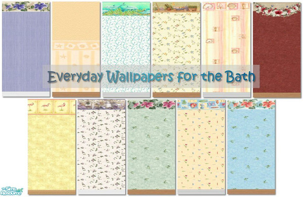 Sims 2 — Everyday Wallpapers for the Bath by kittyispretty69 — A set of cute wallpapers for your sims' bathrooms in 11