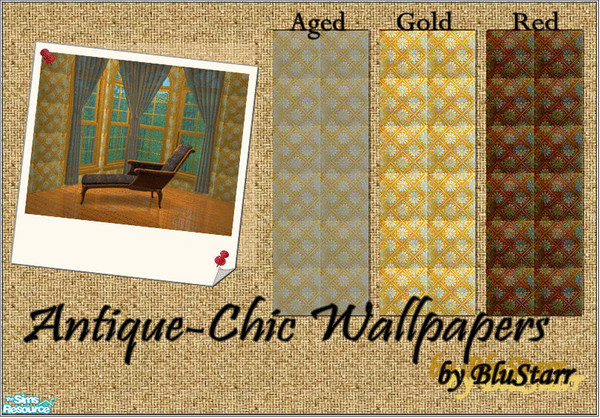 Sims 2 — Antique-Chic Wallpapers by BluStarr — Add some flare to your room with this floral print.