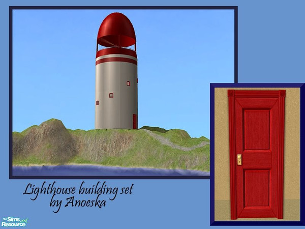 Sims 2 — Lighthouse Build Set - Door by AnoeskaB — Red door that will fit in the round wall segment with door opening.