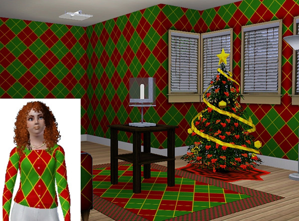 Sims 3 — Christmas Argyle Pattern by TheNinthWave — 3 Tone Found in Geometric