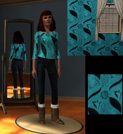 Sims 3 — Blue Flower 1 by jezebel_the_nun — Pretty blue flower pattern