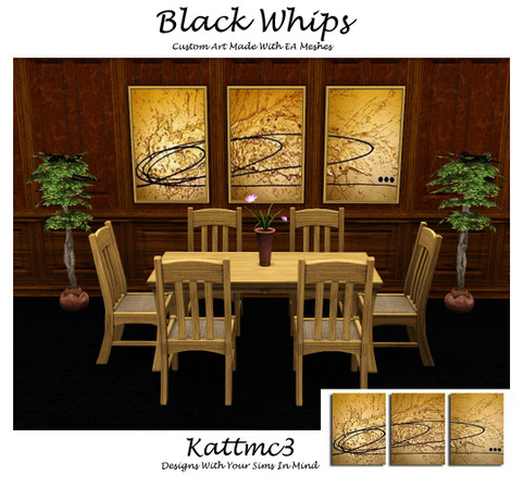 Sims 3 — Black Whips by kattmc3 — This beautiful picture has three pieces to it. All together it makes a beautiful
