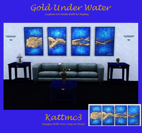 Sims 3 — Gold Under Water by kattmc3 — This picture contains four pieces. For those who love blue this picture is for