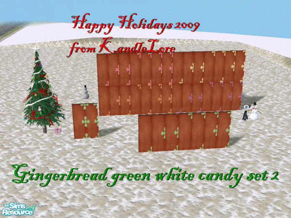 Sims 2 — Gingerbread green & white wall set 2 by Kaeliana BrightStar — A gingerbread wall for your sims to build