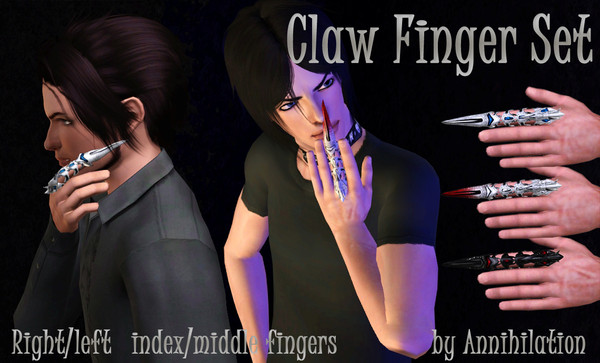 Sims 3 — ClawFinger rings set by Annihilation — Claw Finger male/female ring for left/right index/middle finger (4
