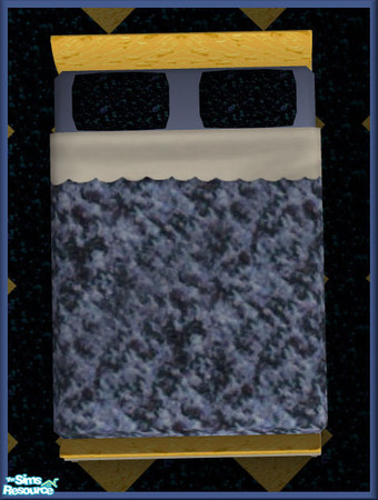 Sims 2 — NK TC47 Bedroom - Bedding by MoMama — A blue fuzzy quilt with dark textured pillows make this a most unusual