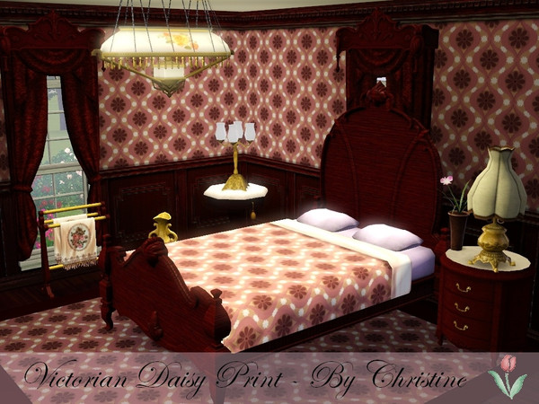 Sims 3 — Victorian Daisy Print dv001 by cm_11778 — A beautiful print that works well with walls, floors, rugs and