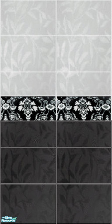 Sims 2 — Tile Set with Leaves Pattern - Leaves Pattern Dark Wall by skripstiite — 