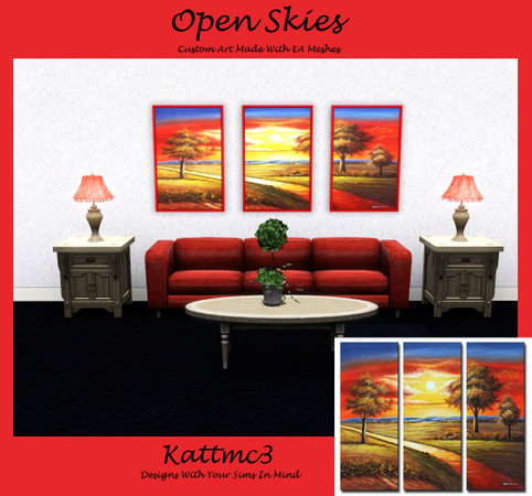Sims 3 — Open Skies by kattmc3 — Beuatiful Skies ahead in this 3 piece oil painting. Enjoy Kattmc3 TRSAA