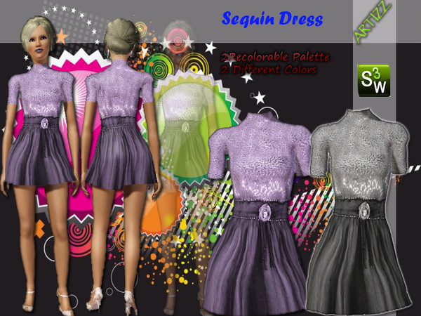 Sims 3 — Sequin by Artizz2 — Artizz Sequin Dress.EnjoyThank you very much Liana for mesh.Happy New Year... MESH LINK;