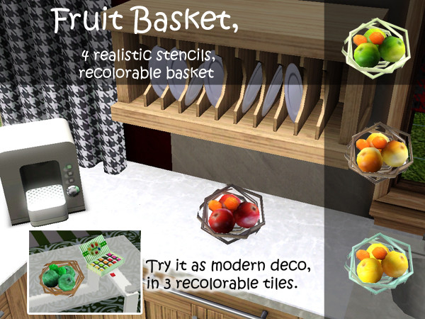 Sims 3 — Fruit Basket by tine93 — Modern Fruit Basket, apples and tangerines, and if you don't like fruits, try them as