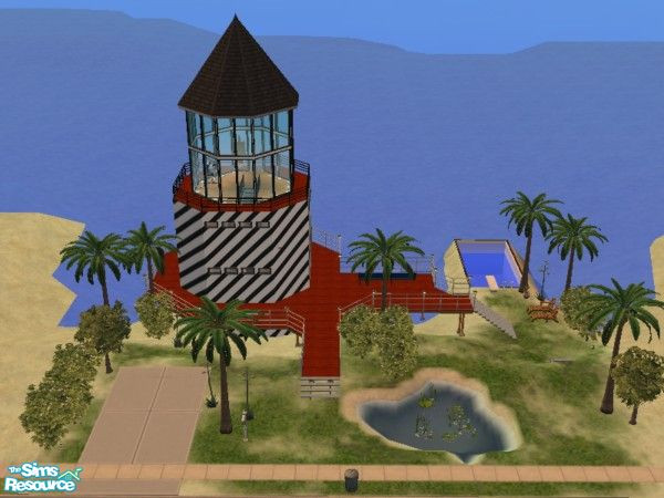 Sims 2 — Gull Harbor Lighthouse by tamlfra — Let the ocean in, & the stress out! Home is best suited for a couple, or