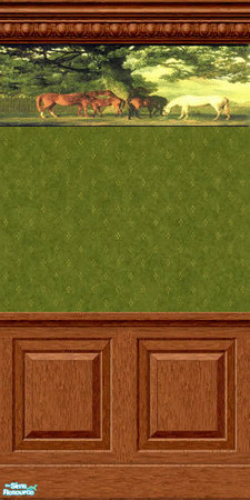 Sims 2 — Horses Wall Collection - Green Horse Wallpaper by drewsoltesz — A collection of horse themed walls, for that