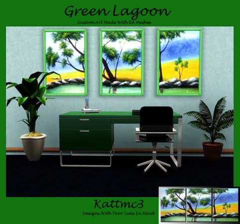 Sims 3 — Green Lagoon by kattmc3 — Green Lagoon is a 3 peice oil painting. Enjoy Kattmc3 TSRAA
