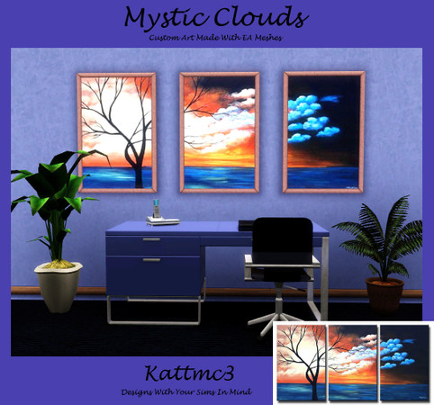 Sims 3 — Mystic Cloud by kattmc3 — Mystic Cloud is a 3 piece oil painting. Enjoy Kattmc3 TSRAA
