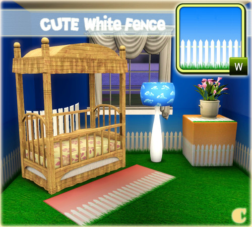 Sims 3 — CuteWhiteFence by carit — Great for nursery's walls! chose the time of day (sunset? morning? lalalang?) and your