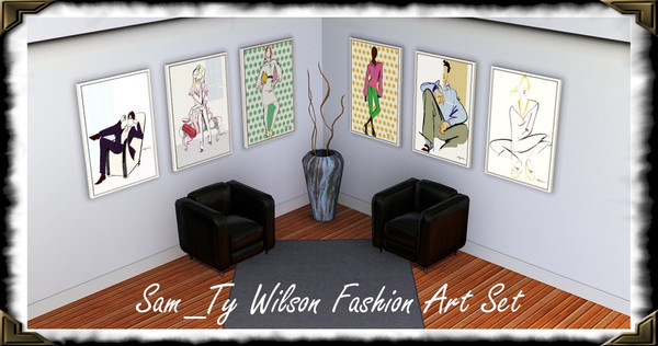 Sims 3 — Sam_Ty Wilson Fashion Art by frisbud — 6 poster set. Fashion advertising art by Ty Wilson. TSRAA.