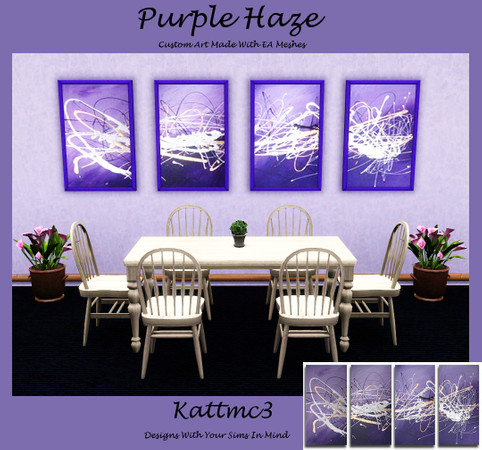 Sims 3 — Purple Haze by kattmc3 — Purple Haze is a wacky 4 piece oil painting. Enjoy Kattmc3 TSRAA FEEL FREE TO USE MY