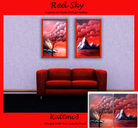 Sims 3 — Red Sky by kattmc3 — Red Sky is a 2 piece oil painting. Enjoy Kattmc3 TSRAA FEEL FREE TO USE MY ARTWORK IN YOUR