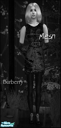 Sims 2 — Burberry Fall/Winter - Mesh Siluetta Afburberryshortdressfri by Siluetta — Dress with gloves and alpha editable