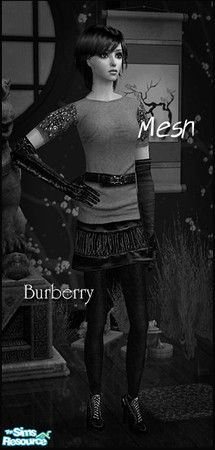 Sims 2 — Burberry Fall/Winter - Mesh Siluetta Afburberryslimdress by Siluetta — Slim dress mesh with gloves. Bump map