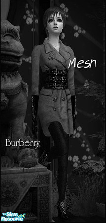 Sims 2 — Burberry Fall/Winter - Mesh Siluetta Afburberrycoat by Siluetta — Short coat mesh with collar. Bump map enabled.
