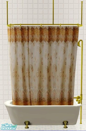Sims 2 — Orient Bathroom Set - Shower Tub Curtain by Riverwillows — A matching set of small window, tub, and shower