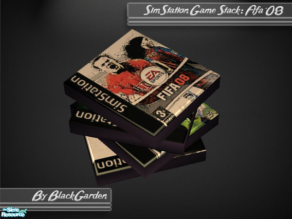 Sims 2 — Messy Game Stack - Fifa \'08 by BlackGarden — A stack of SimStation 1 games cast aside by a messy Sim, with Fifa