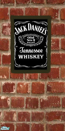 Sims 2 — Jack Daniels Art Hanging Brick Wall by wyldsyde53 — A brick wall by wyldsyde with a jack daniels wall hanging