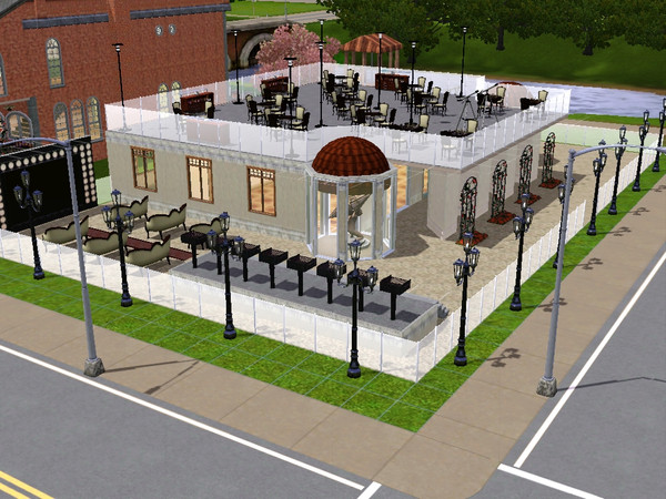 Sims 3 — Grub N Pub by Kalifornia Kyle — A small lot complete with food, bars, a theater, bathrooms, a game area, a