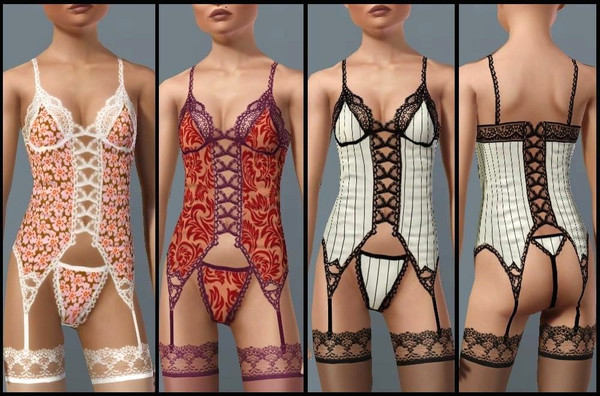 Sims 3 — JPSet21 Lace Corset Underwear by juttaponath — Lace corset underwear for teens.