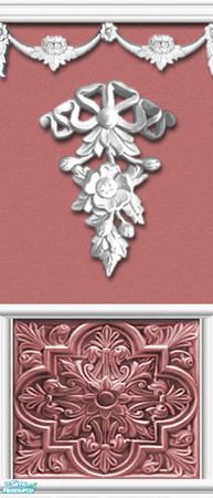 Sims 2 — QuatriCanthus Bouquet Set 1 - Salmon by 71robert13 — Salmon pink painted walls with plaster applique ribboned