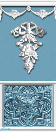 Sims 2 — QuatriCanthus Bouquet Set 2 - French by 71robert13 — French blue Painted walls with plaster applique ribboned