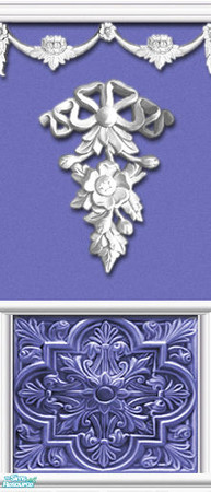 Sims 2 — QuatriCanthus Bouquet Set 2 - Violet by 71robert13 — Violet Painted walls with plaster applique ribboned bouquet
