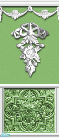 Sims 2 — QuatriCanthus Bouquet set 3 - Peridot by 71robert13 — Peridot green painted walls with plaster applique ribboned