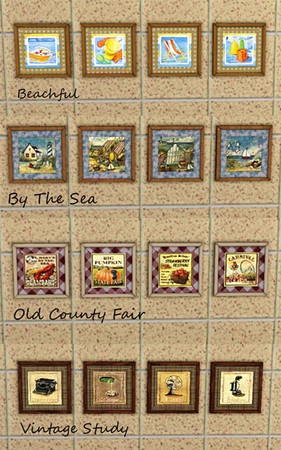 Sims 3 — Four By Set by lilaclaughter — Some fun paintings for your study, bathroom, beach house...whatever. Enjoy!