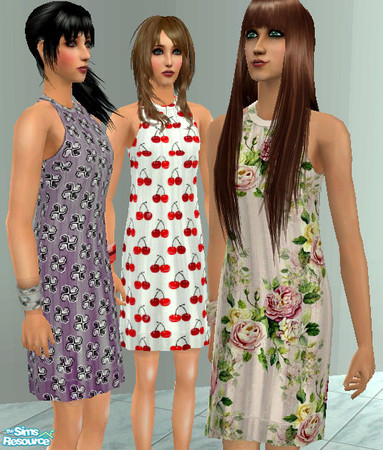 Sims 2 — Pattern Dress Set by ichu — Three recolours with nice patterns.