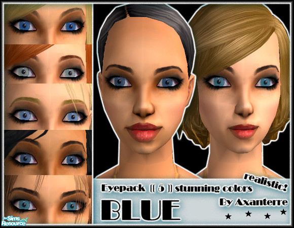 Sims 2 — Blue Eyes [[5]] different by Axanterre — Realistic eyes [[ 5 different stunning colors ]] *** Light Blue,Medium