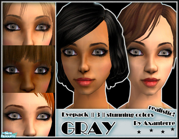 Sims 2 — Gray Eyes [[3]] different by Axanterre — Realistic eyes [[ 3 different stunning colors ]] *** Light Gray,Medium