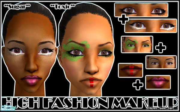 Sims 2 — High Fashion Makeup by Axanterre — This makeup is perfect for runway & fashion photos. 2x Eyeliners 2x