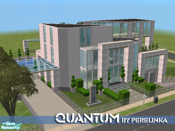 Sims 2 — Quantum by perelinka — Modern house with outdoor and indoor swimming pool. Large livingroom and kitchen, 2