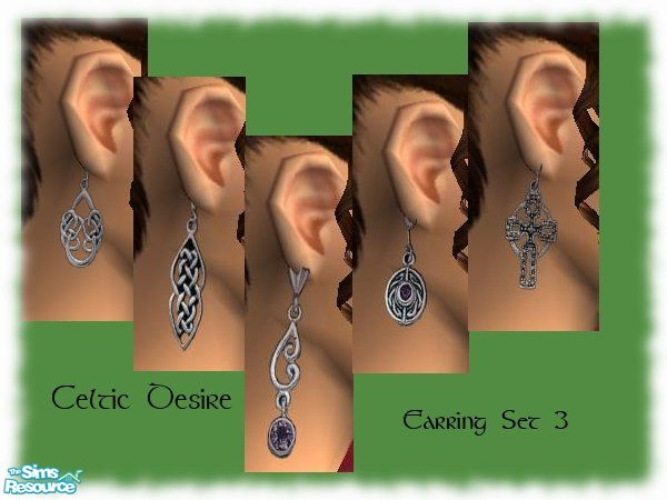 Sims 2 — Celtic Desire - Earring Set 3 by bethbrit — Mesh by Simchic. Go to TS2 Freebies, accessory meshes and then the