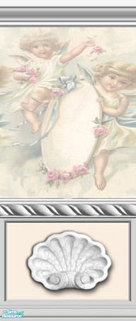 Sims 2 — Valentines Day  Walls & floors set - Cherub Shell by 71robert13 — Flying cherub sweeties wallpaper floats