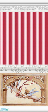 Sims 2 — Valentines Day  Walls & floors set - Striped Cherubs by 71robert13 — candy stripe wallpaper in red, pink