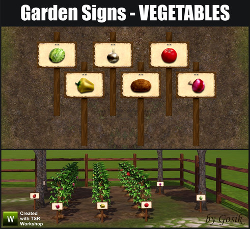 Sims 3 — Garden Signs - Vegetables *UPDATED* by Gosik — Garden Signs - Vegetables by Gosik at The Sims Resource. Includes