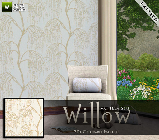 Sims 3 — Willow by Vanilla Sim — A delicate all-over willow tree design with a distressed paint effect