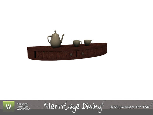 Sims 3 — Herritage Dining Shelf by TheNumbersWoman — Shelf for the Herritage Series. Priced right! By RicciNumbers at