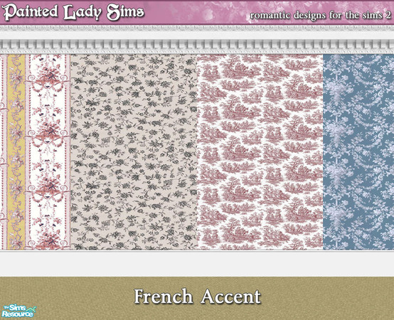 Sims 2 — French Accent Wall Collection by paintedladysims — A collection of 30 wall designs for your sim homes.