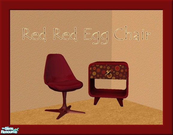 Sims 2 — Red - Red Eggchair by jeni — A Red and Red recolour of the Maxis Retratech Padded EggChair.